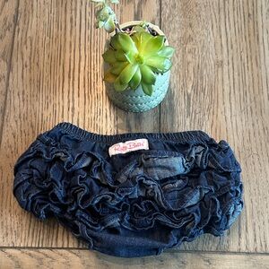 RuffleButts Dark Wash Denim Ruffle Bloomers Diaper Cover 2T